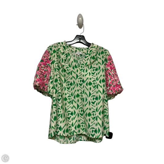 Top Short Sleeve By Voy In Green & Pink, Size: S