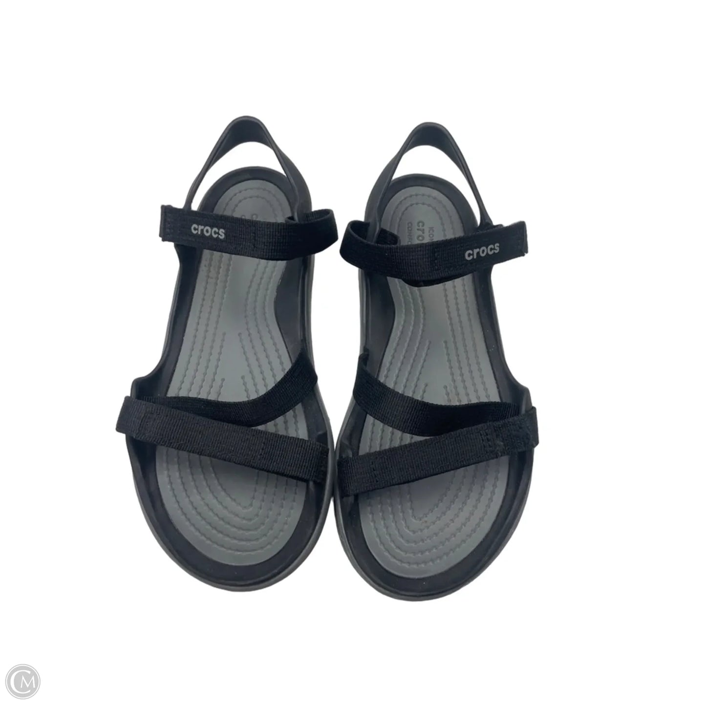 Sandals Flats By Crocs In Black, Size: 7