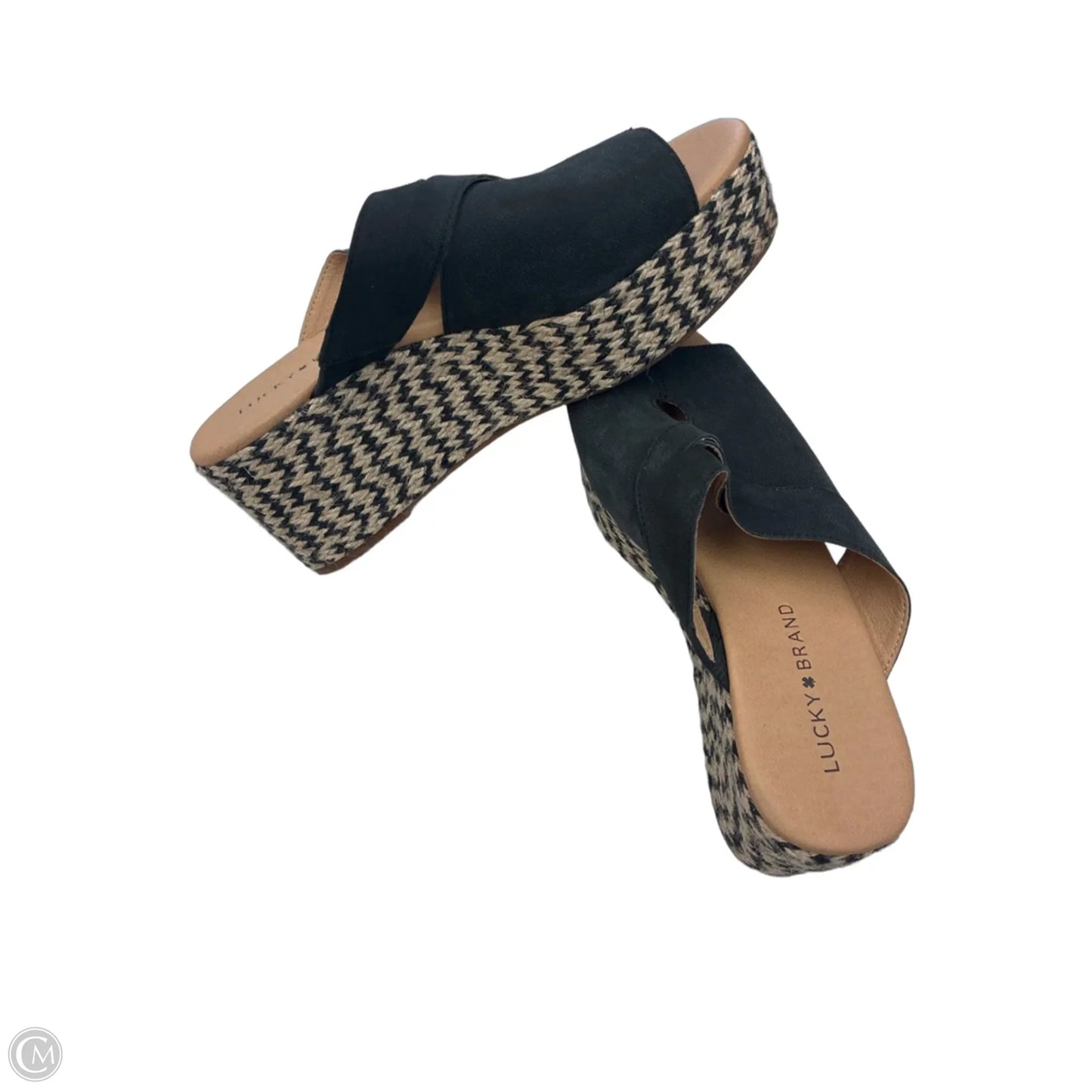 Sandals Heels Platform By Lucky Brand In Black, Size: 9