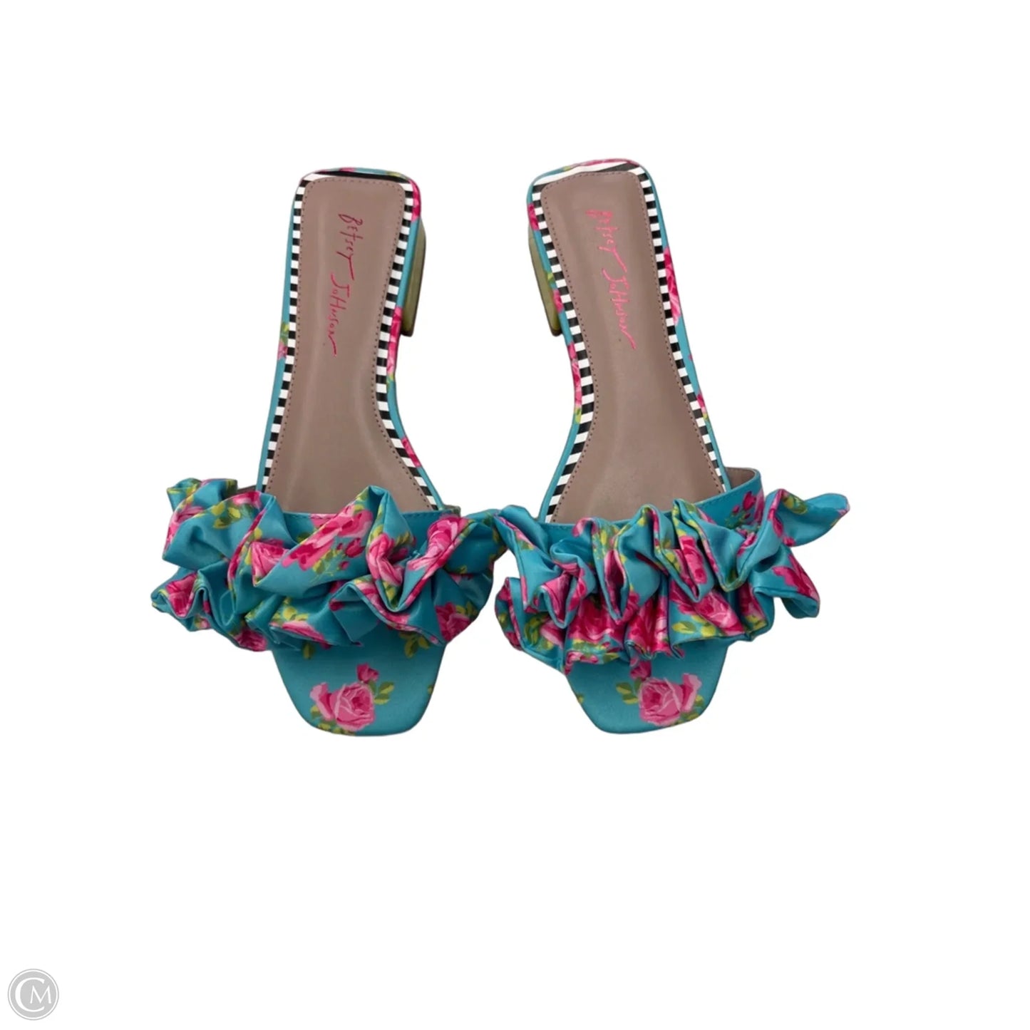 Sandals Heels Block By Betsey Johnson In Floral Print, Size: 9.5