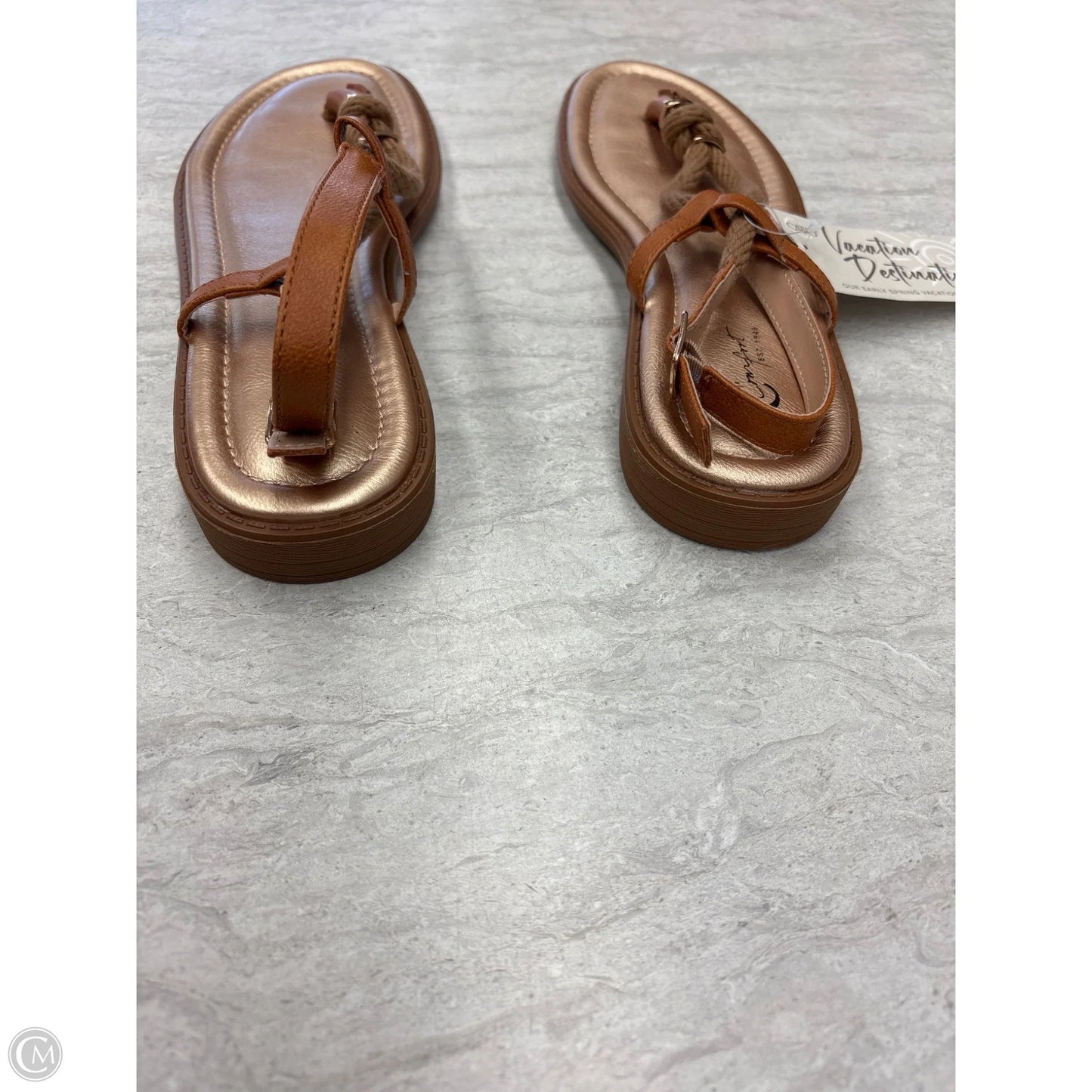 Sandals Flats By Cato In Brown & Gold, Size: 10