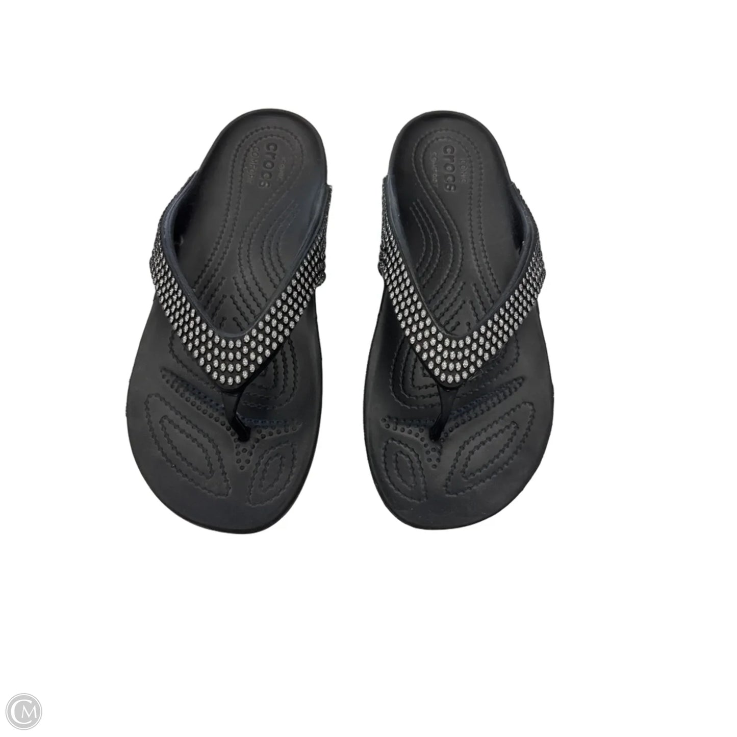 Sandals Flats By Crocs In Black, Size: 9