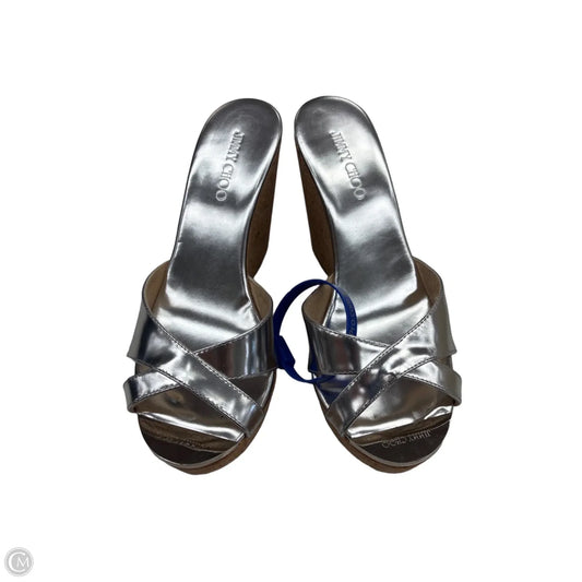 Shoes Luxury Designer By Jimmy Choo In Silver, Size: 6.5