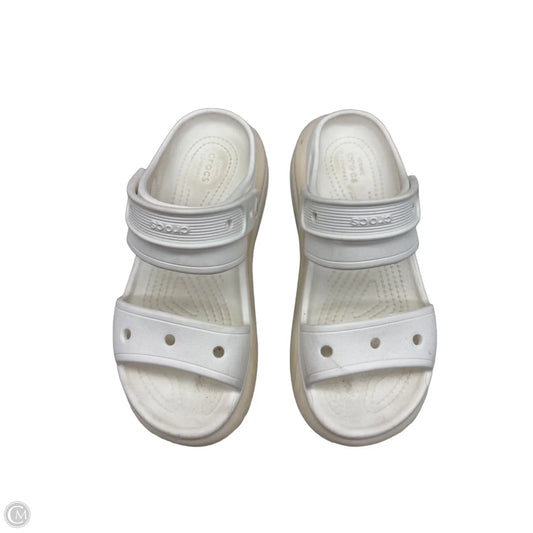 Sandals Heels Platform By Crocs In White, Size: 6