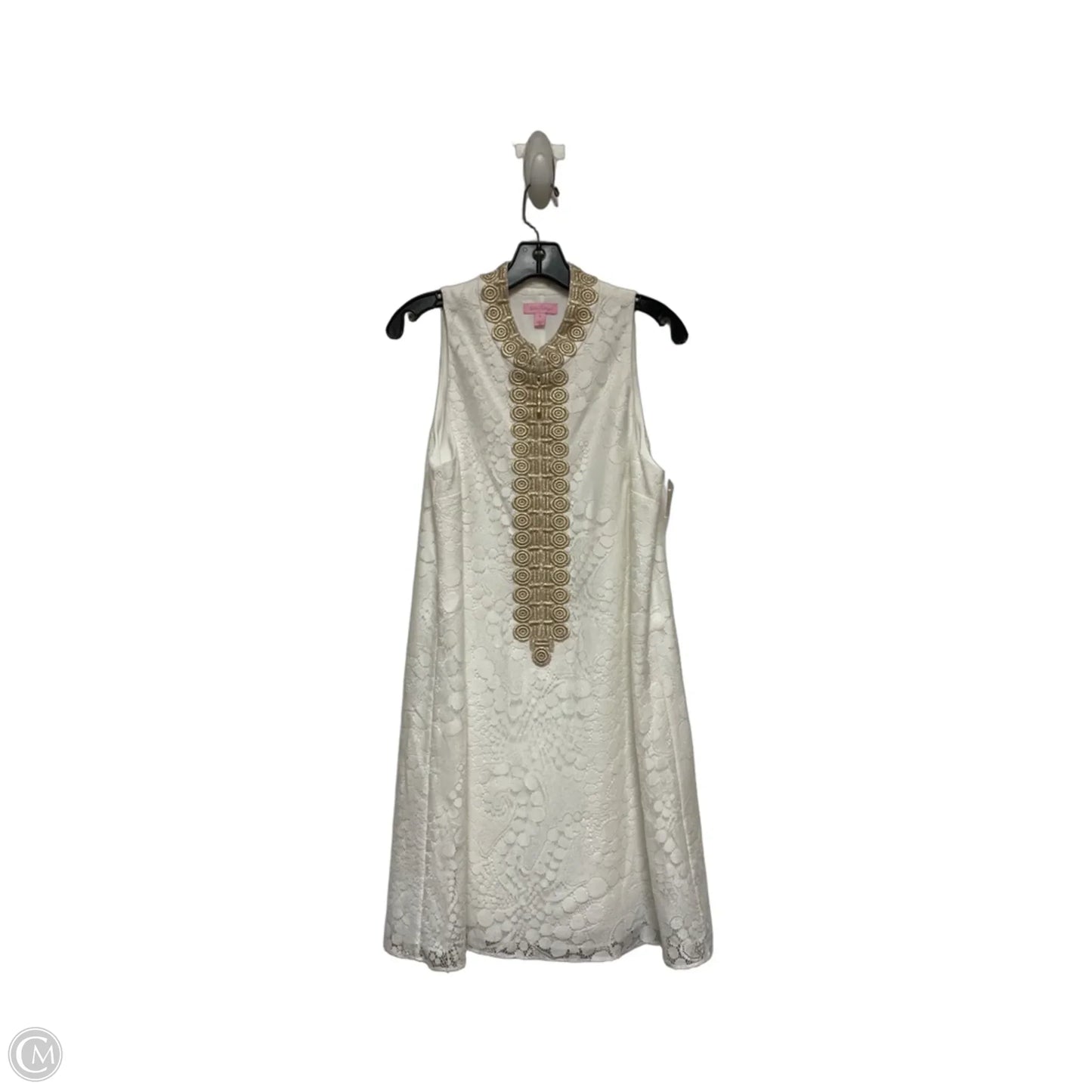 Dress Designer By Lilly Pulitzer In Gold & White, Size: 8