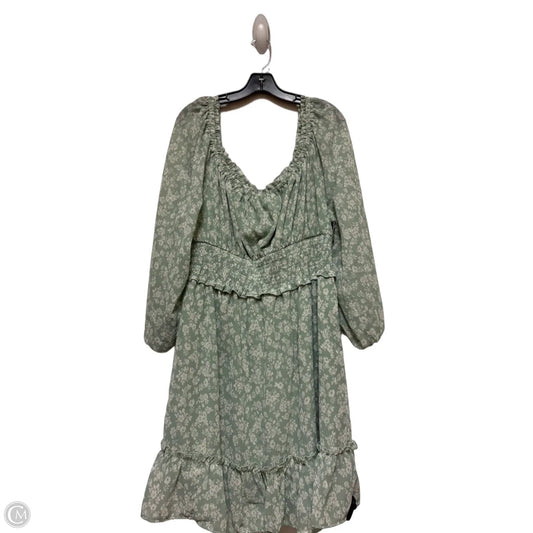 Dress Casual Short By Clothes Mentor In Green & White, Size: 2x