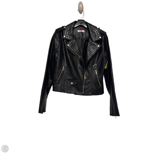 Jacket Moto By Buddy Love In Black & Silver, Size: L