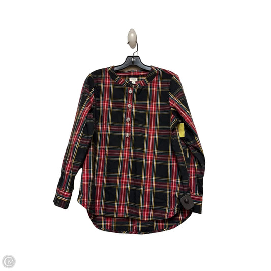 Top Long Sleeve By J. Crew In Plaid Pattern, Size: S