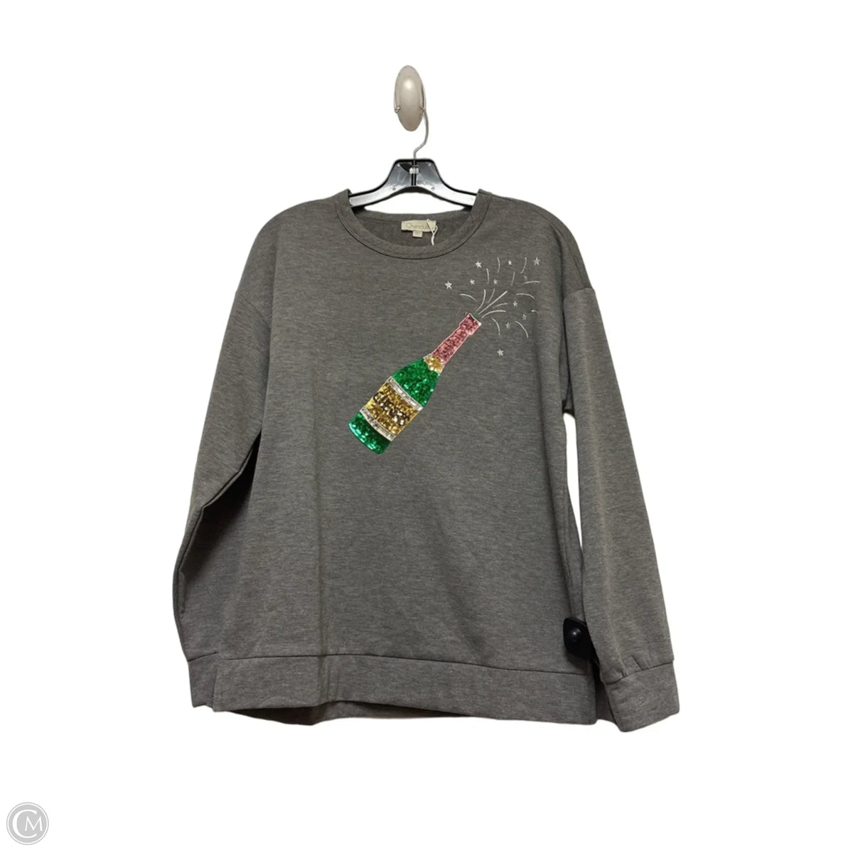 Top Long Sleeve By Chenault In Grey, Size: L