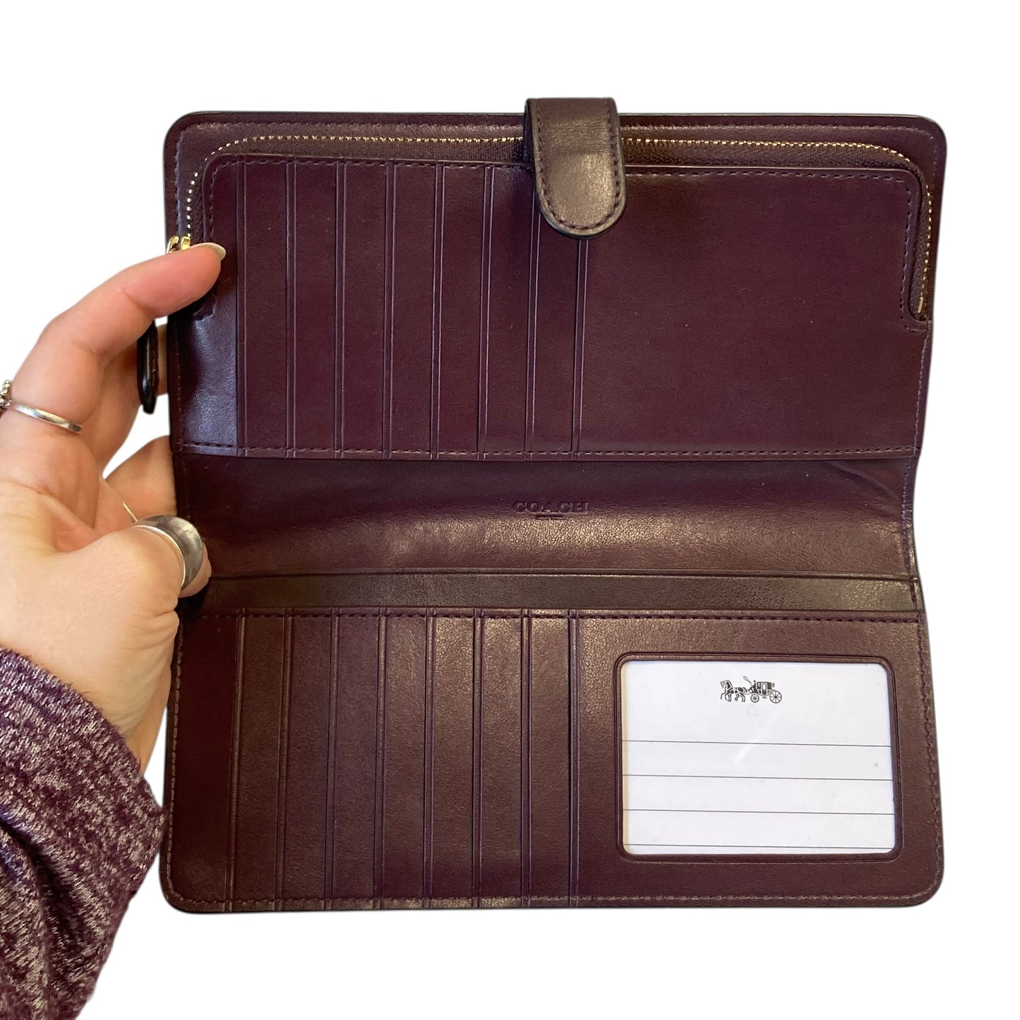 Wallet Designer By Coach In Maroon, Size:Large