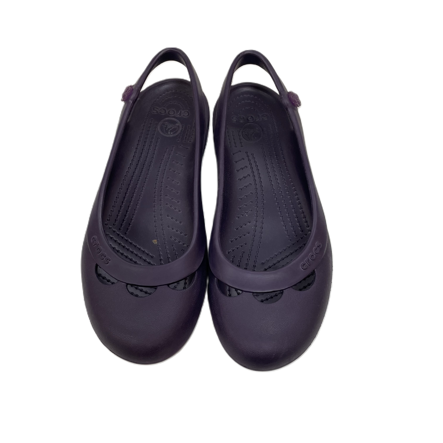Purple Shoes Flats By Crocs, Size: 8