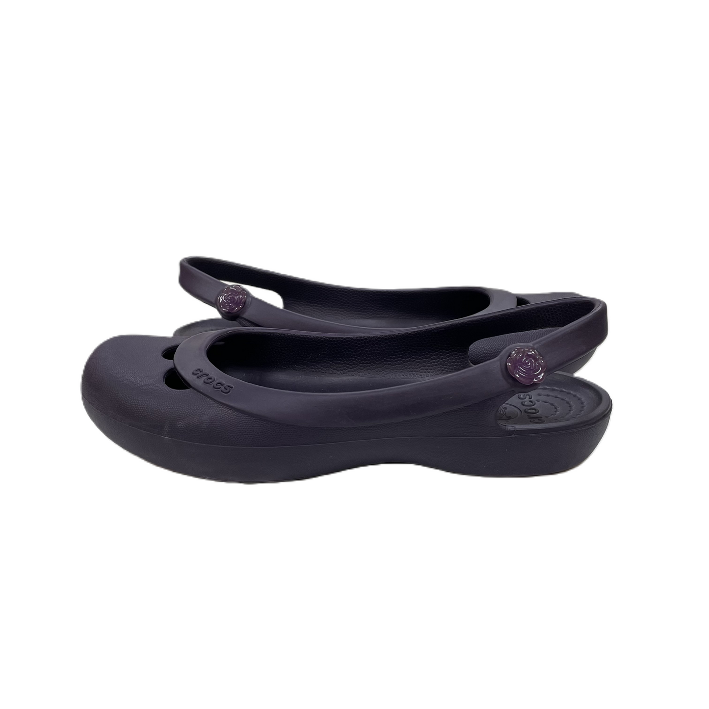 Purple Shoes Flats By Crocs, Size: 8