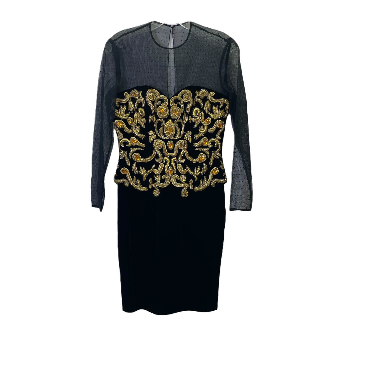 Black & Gold Dress Designer By Victoria Royal , Size: S