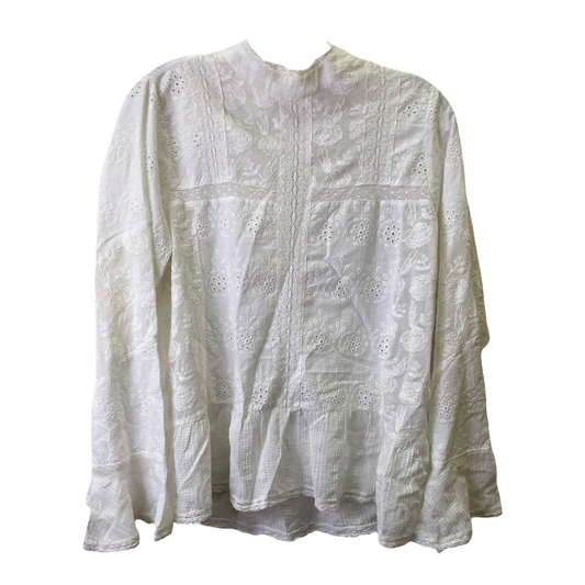 White Top Long Sleeve By Zara, Size: Xl