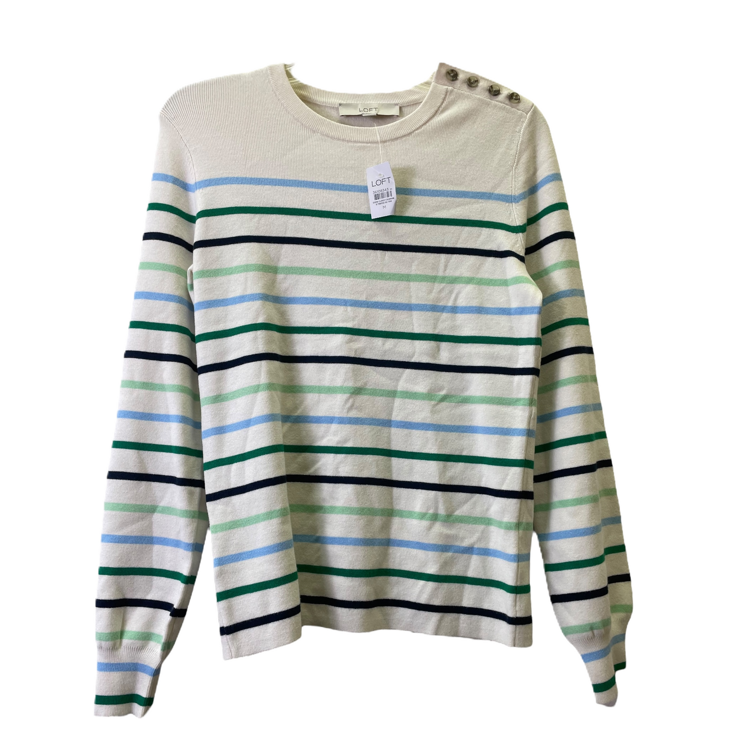 Cream & Green Sweater By Loft, Size: M