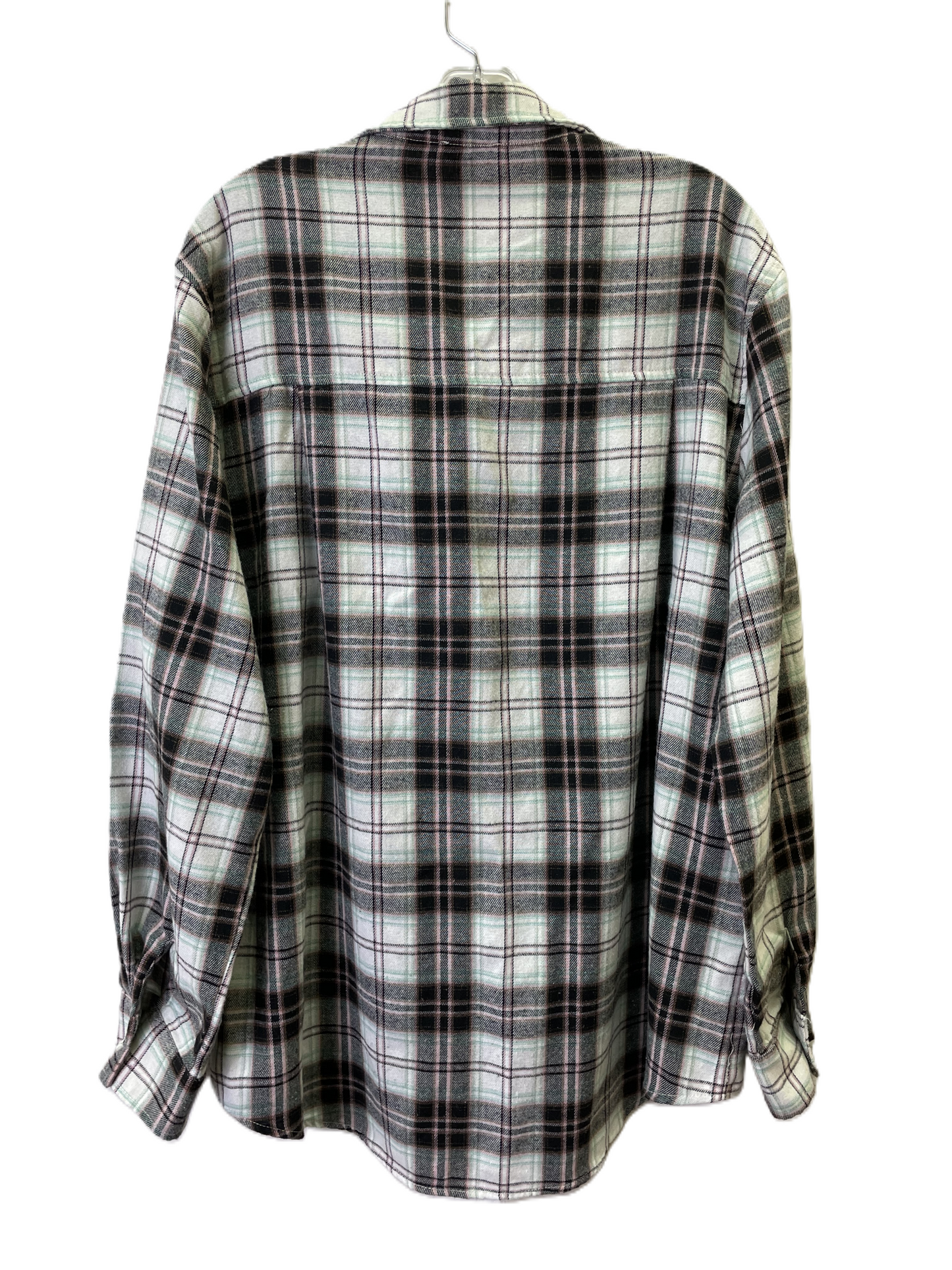 Blouse Long Sleeve By La Miel In Plaid Pattern, Size: L