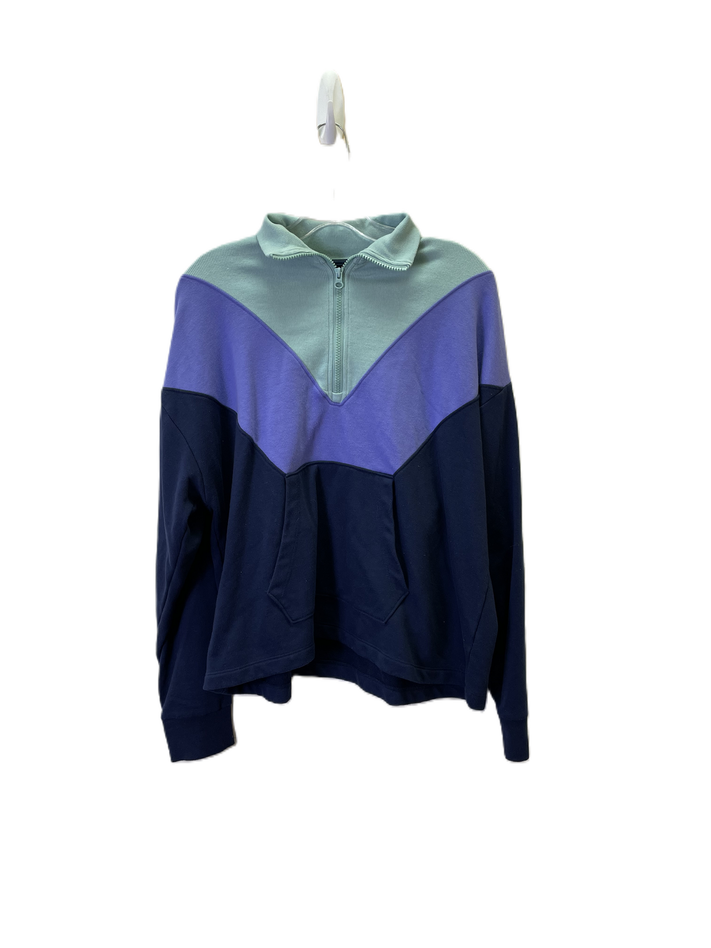 Athletic Top Long Sleeve Collar By Livi Active In Green & Purple, Size: L