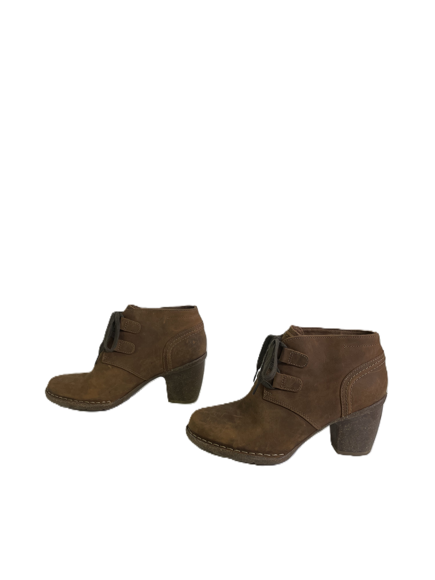 Boots Ankle Heels By Clarks In Brown, Size: 9