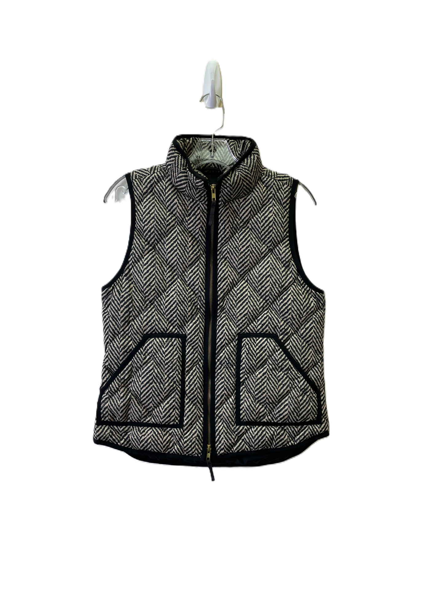 Vest Puffer & Quilted By J. Crew In Black & Tan, Size: S