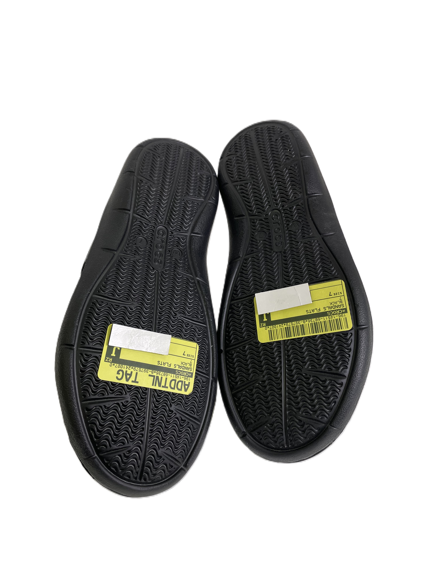 Sandals Flats By Crocs In Black, Size: 7