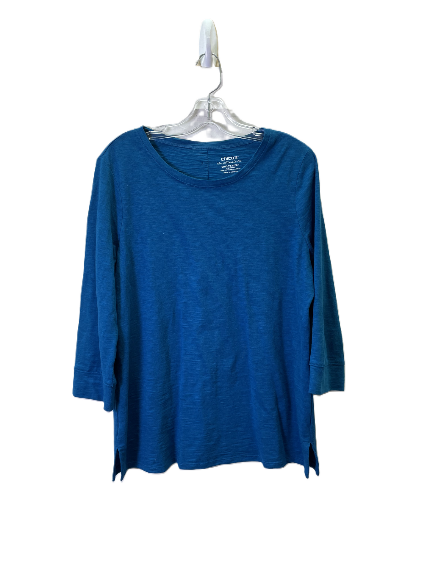 Top Long Sleeve By Chicos In Aqua, Size: M