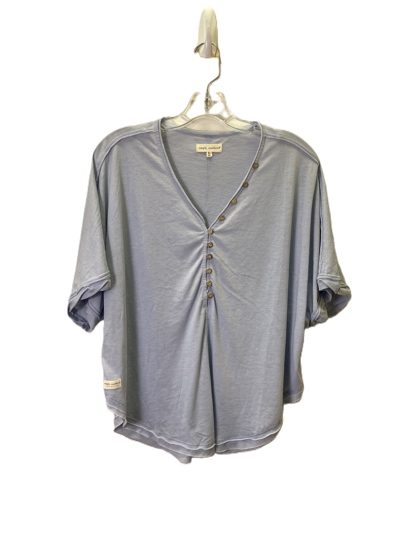 Top Long Sleeve Basic By Simply Southern In Blue, Size: L