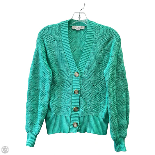 Sweater Cardigan By Loft In Green, Size: Xs