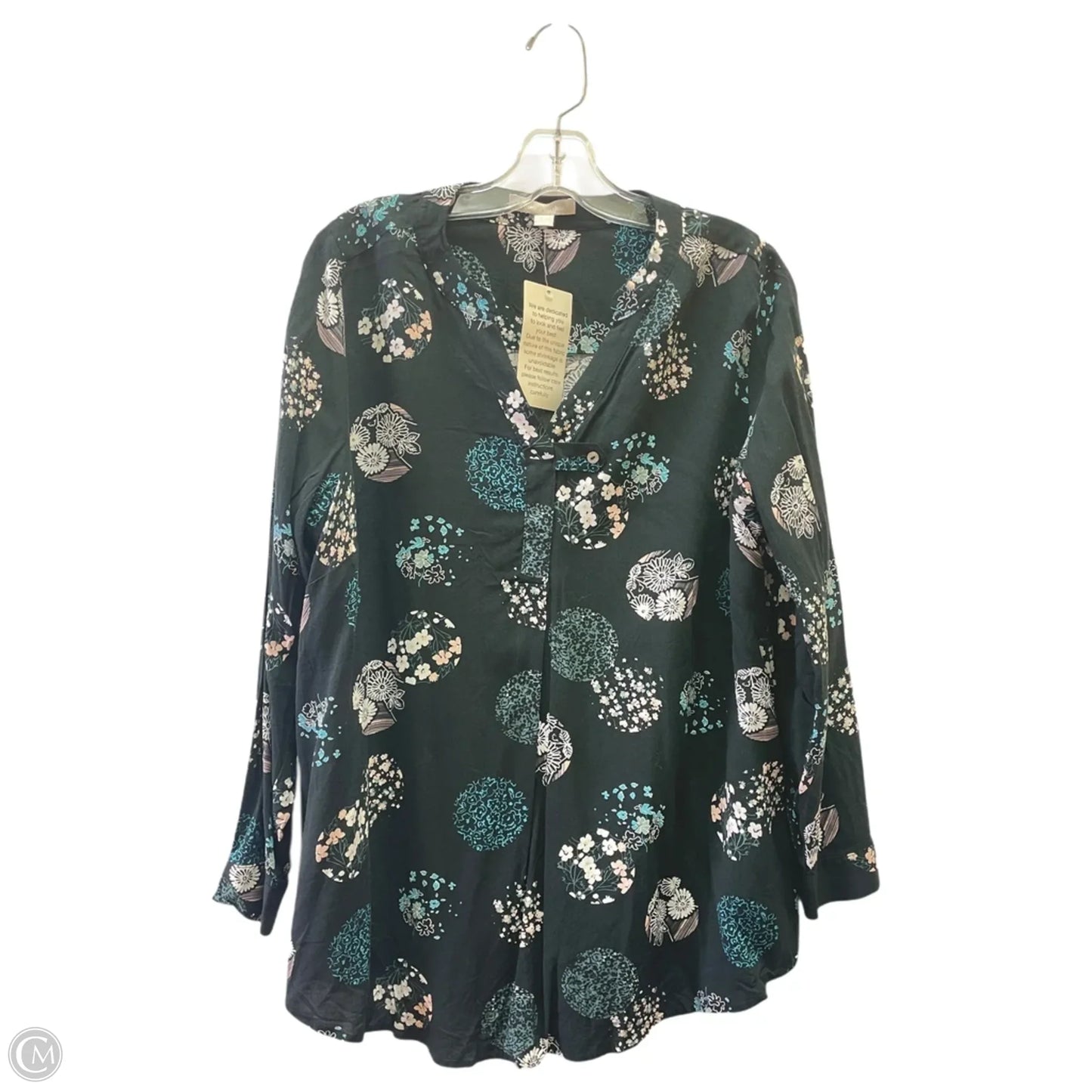 Top Long Sleeve By Woman Within In Black & White, Size: 1x