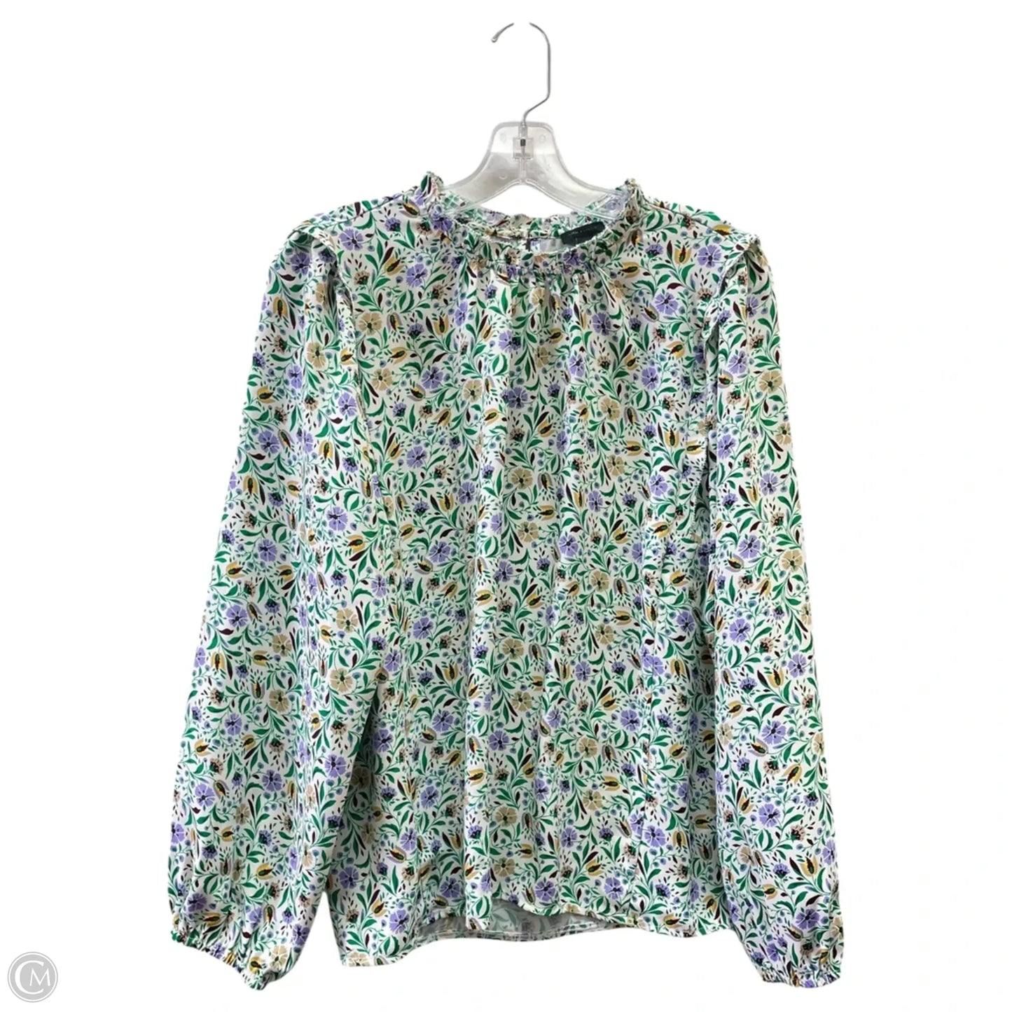 Top Long Sleeve By Ann Taylor In Green & Purple, Size: M