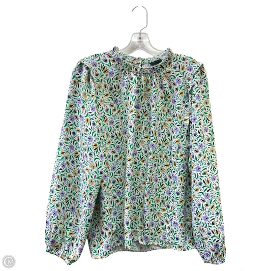 Top Long Sleeve By Ann Taylor In Green & Purple, Size: M