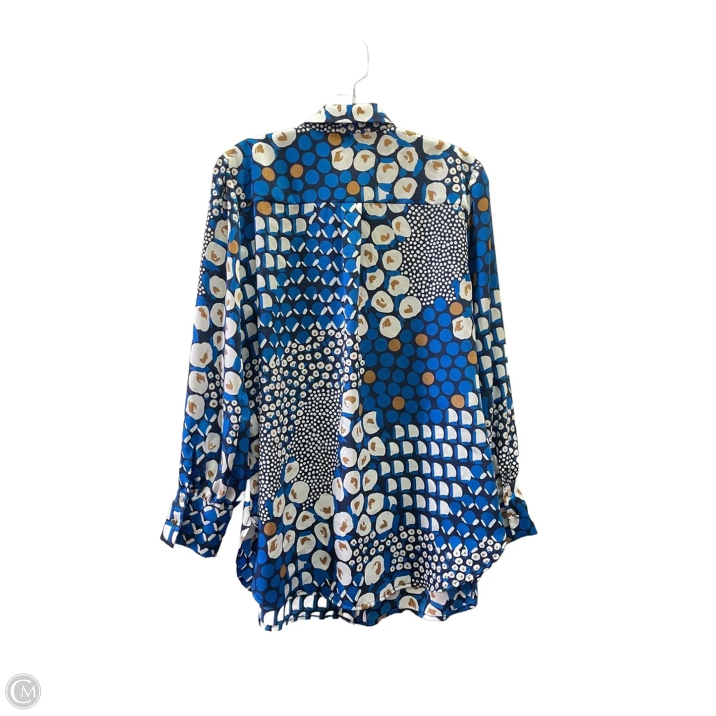 Top Long Sleeve By Chicos In Blue & White, Size: M