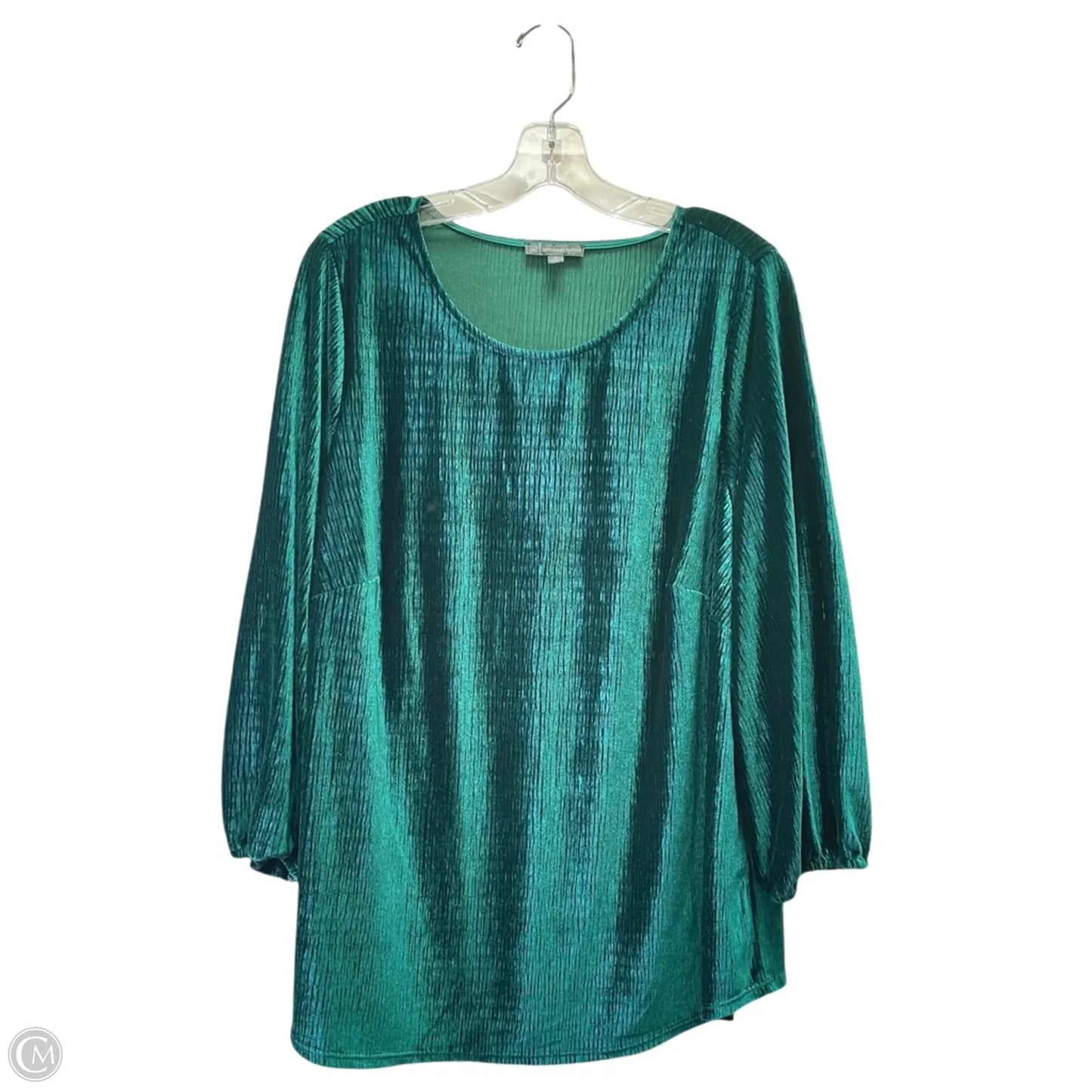 Top Long Sleeve By Adrianna Papell In Green, Size: 1x