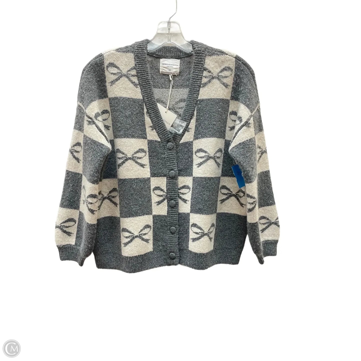 Sweater Cardigan By SOHO & STELLA In Grey & White, Size: Xs
