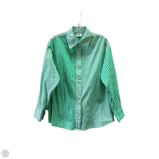 Blouse 3/4 Sleeve By Cabi In Green & White, Size: S