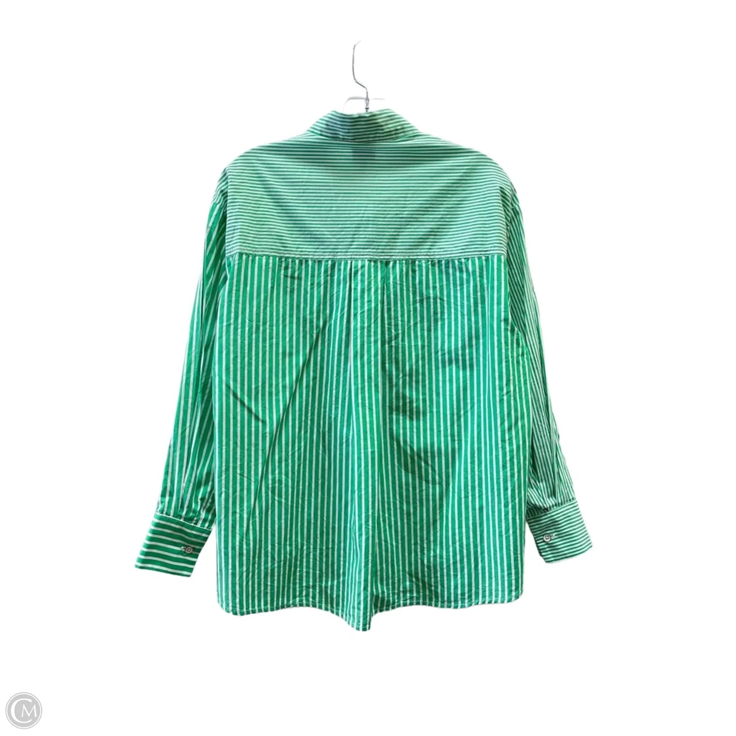 Blouse 3/4 Sleeve By Cabi In Green & White, Size: S