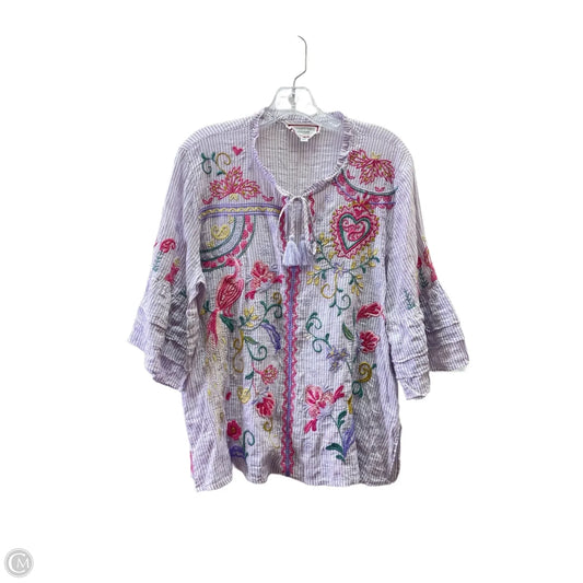 Top Long Sleeve By Johnny Was In Purple & White, Size: M