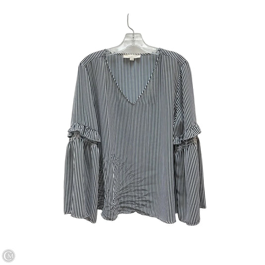 Top Long Sleeve By Loft In Black & White, Size: L