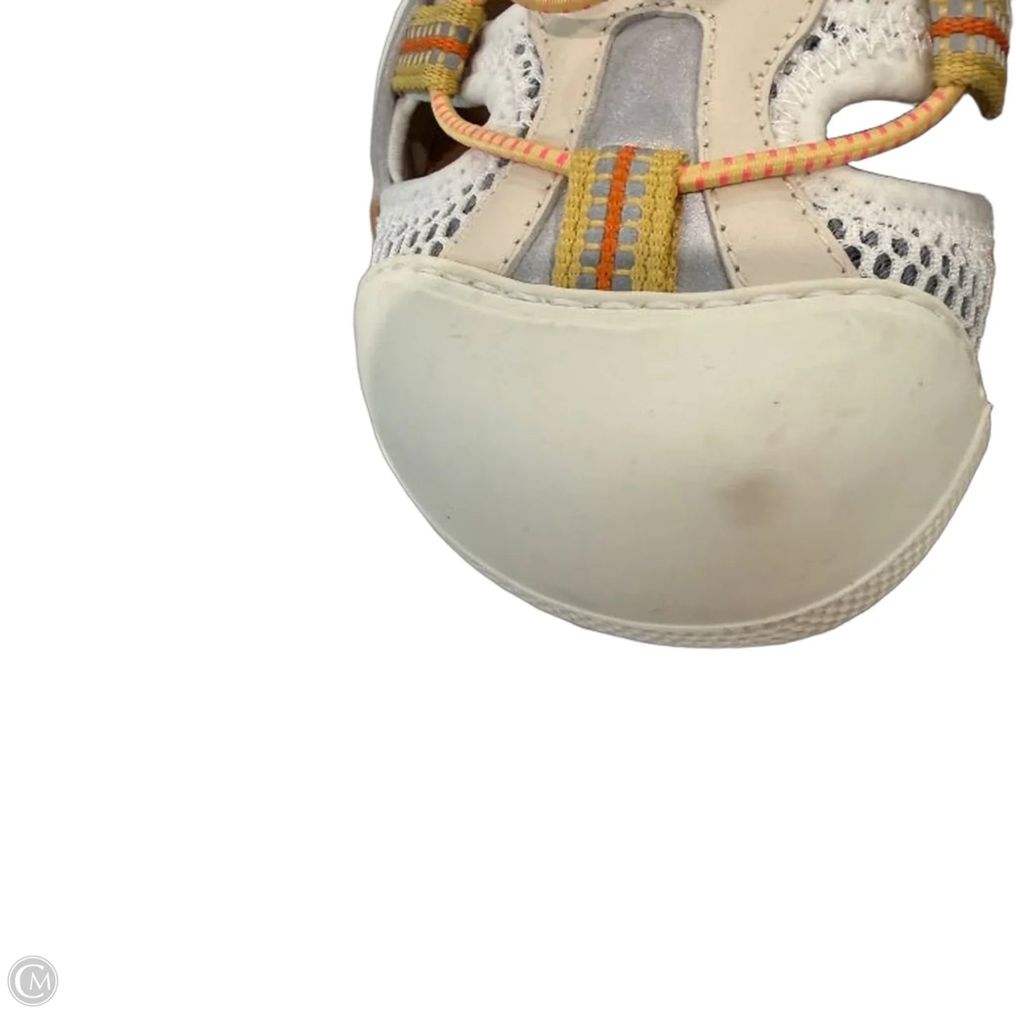 Sandals Luxury Designer By Gucci In White & Yellow, Size: 7