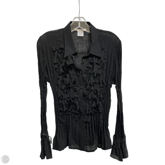 Top Long Sleeve By Notations In Black, Size: L