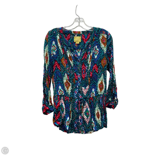 Top Long Sleeve By Maeve In Blue & Pink, Size: Xs