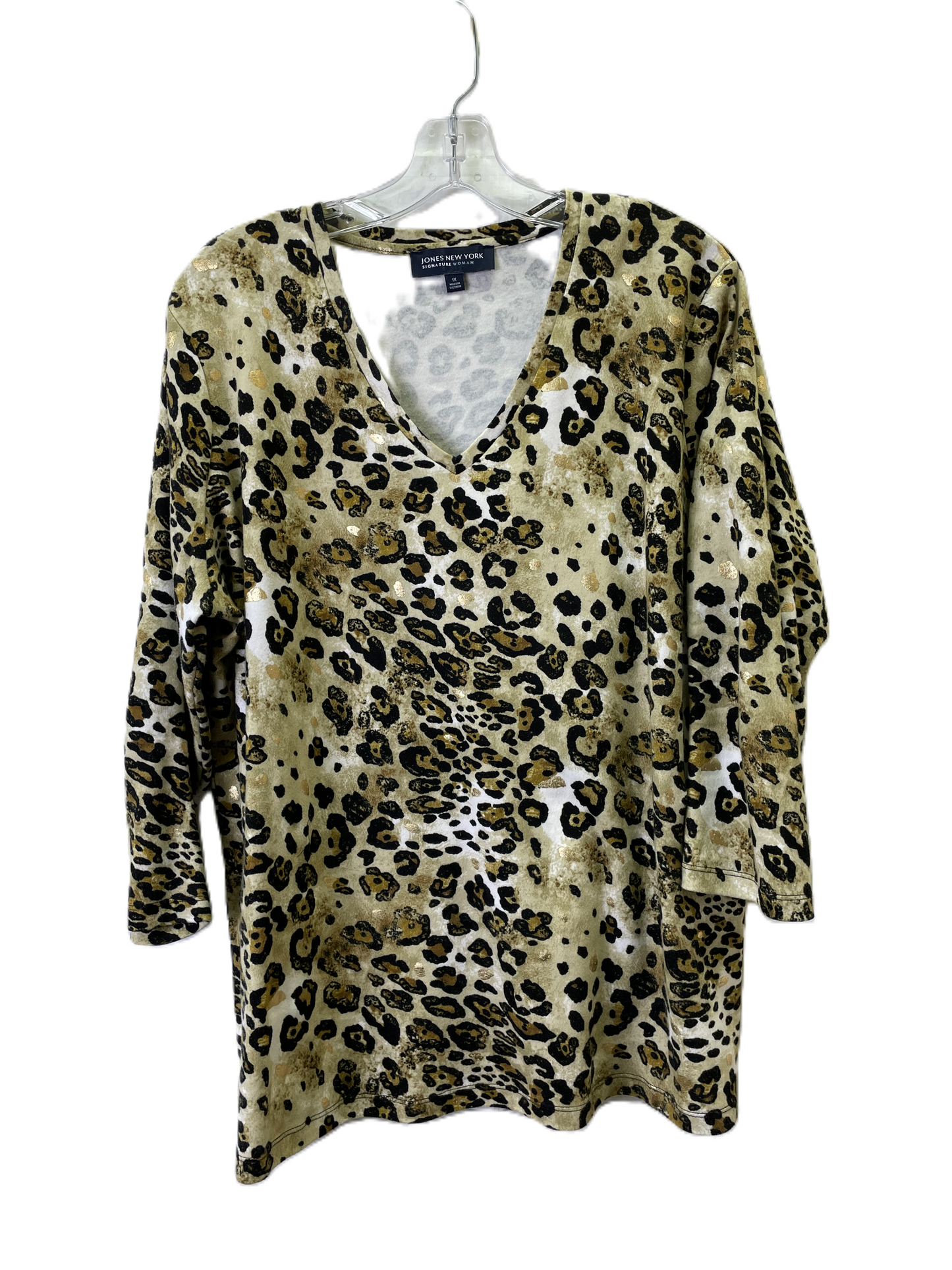 Top Long Sleeve By Jones New York In Animal Print, Size: 1x