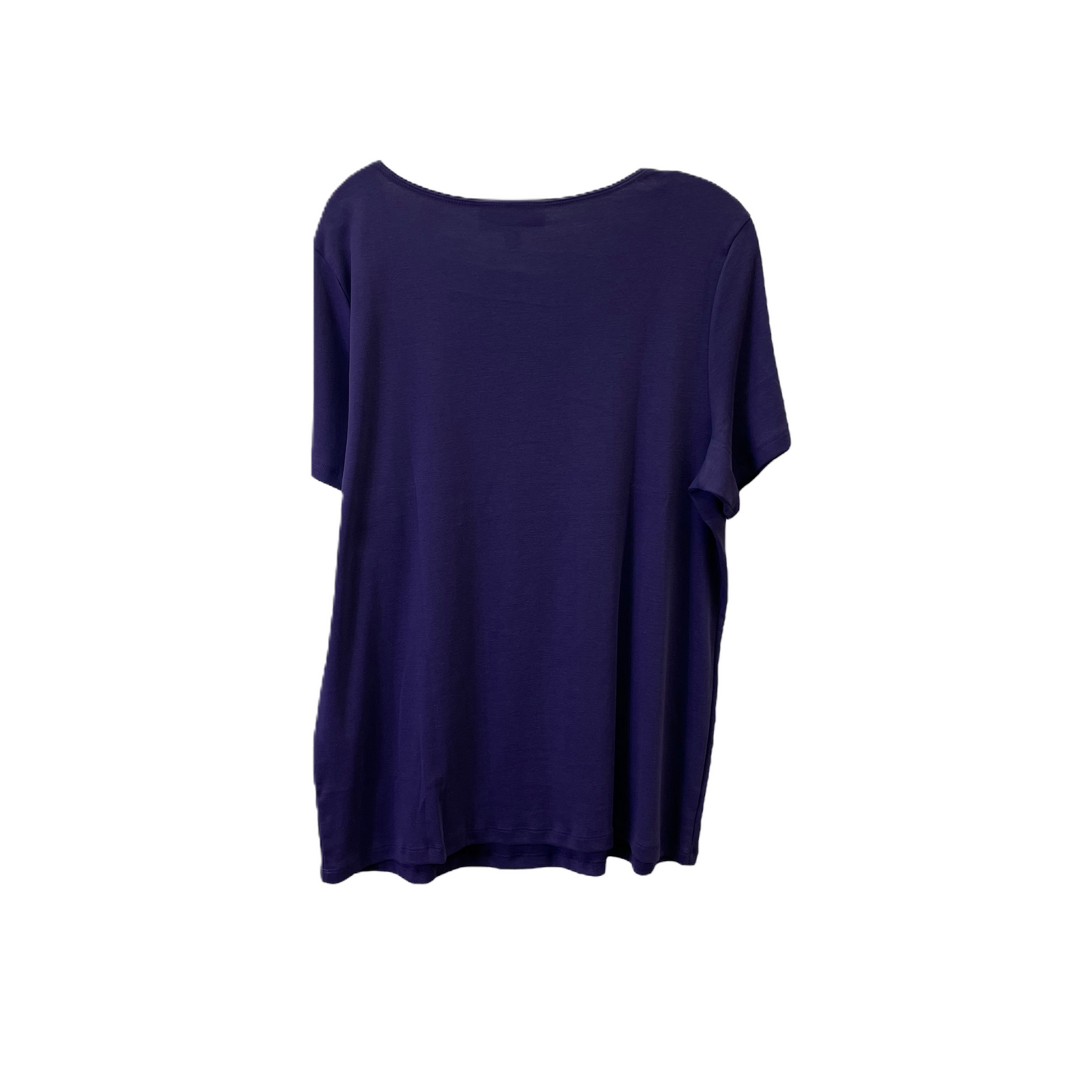 Purple Top Short Sleeve Basic By Karen Scott, Size: 1x