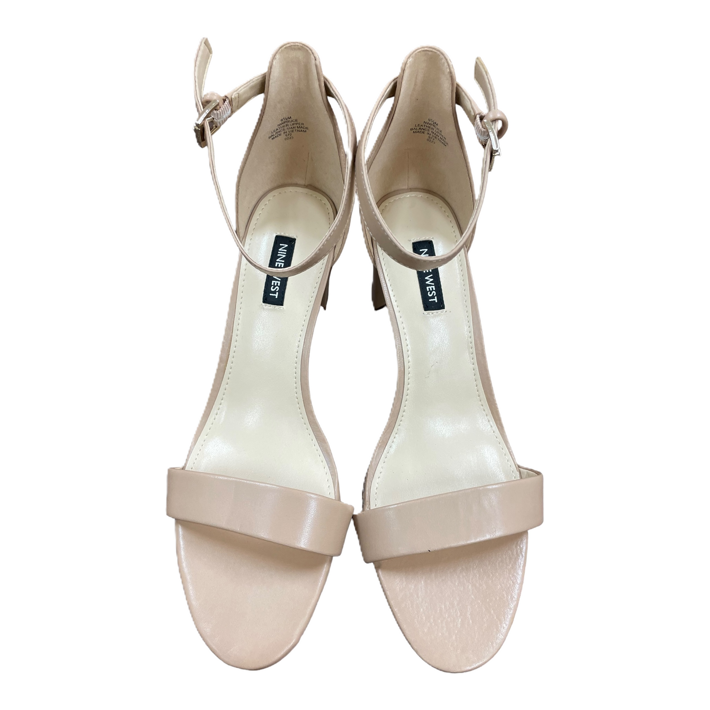 Taupe Sandals Heels Block By Nine West, Size: 9.5