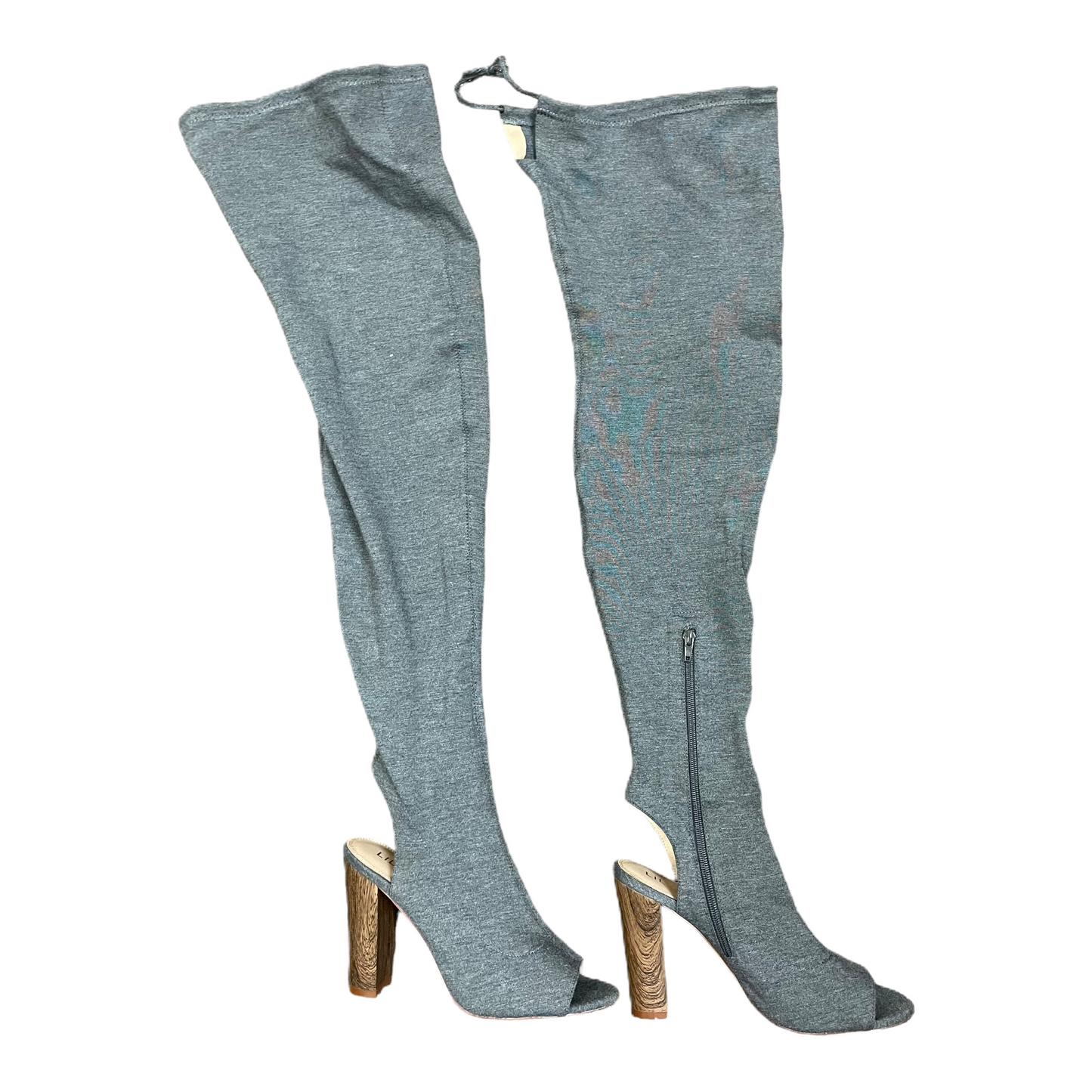 Grey Boots Knee Heels By Liliana, Size: 9