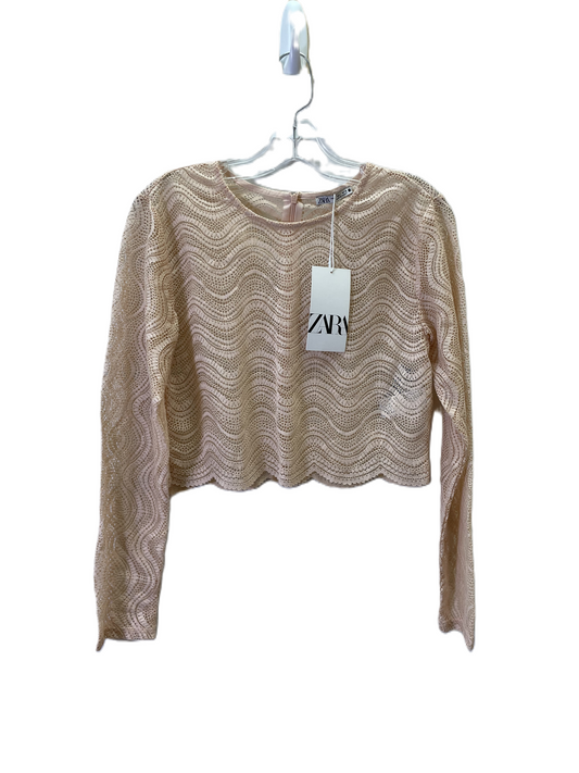 Top Long Sleeve By Zara In Peach, Size: L