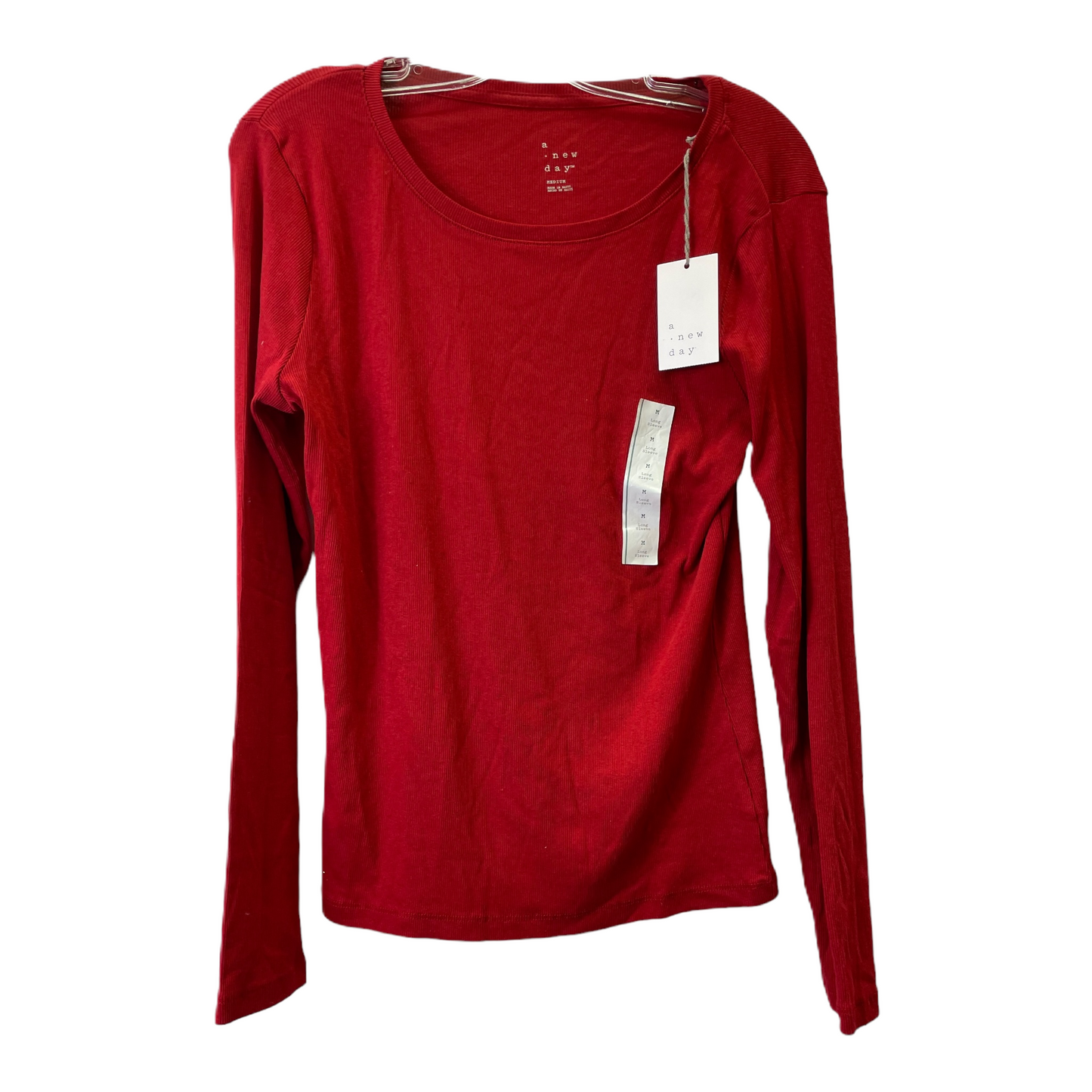 Red Top Long Sleeve Basic By A New Day, Size: M