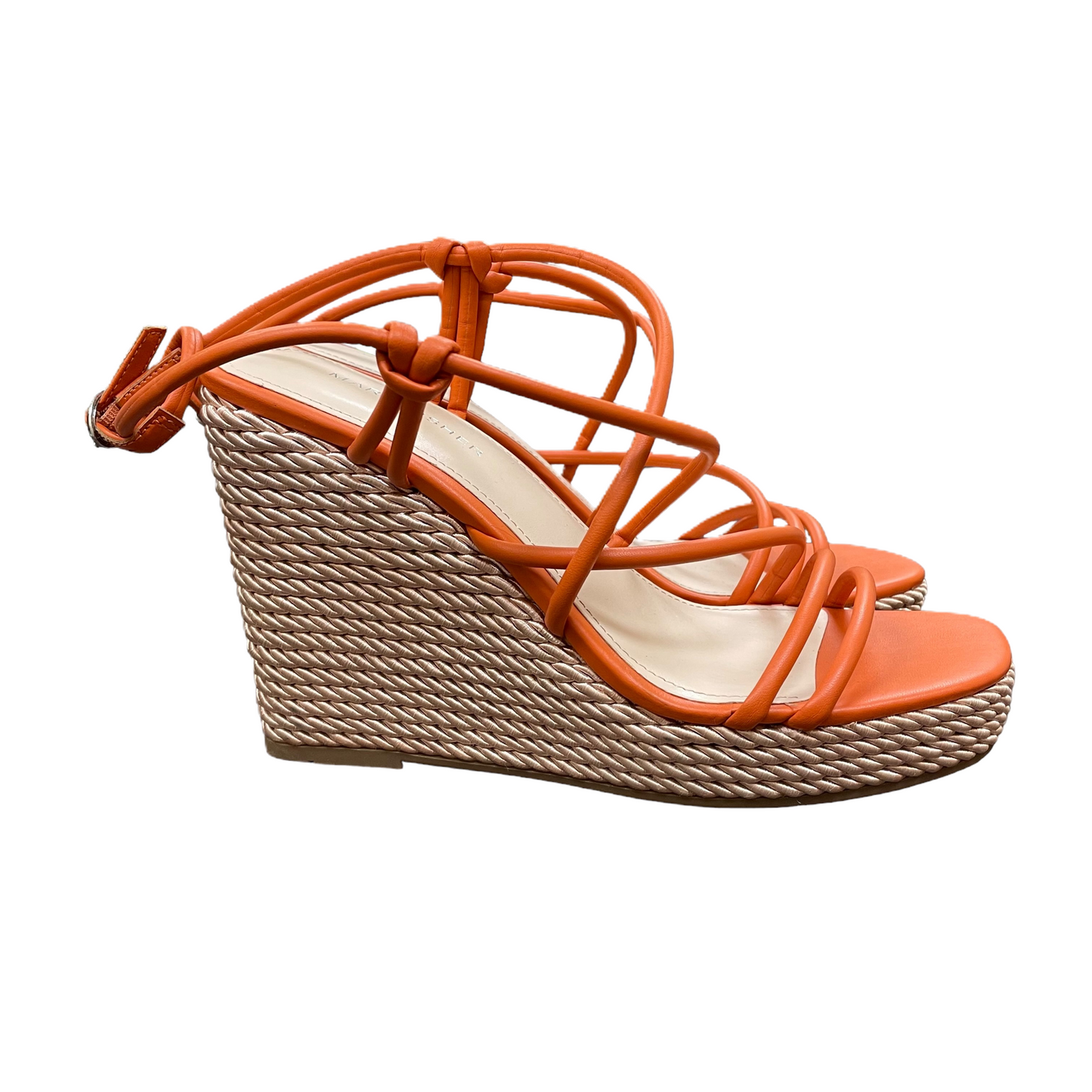 Orange Sandals Heels Wedge By Marc Fisher, Size: 9