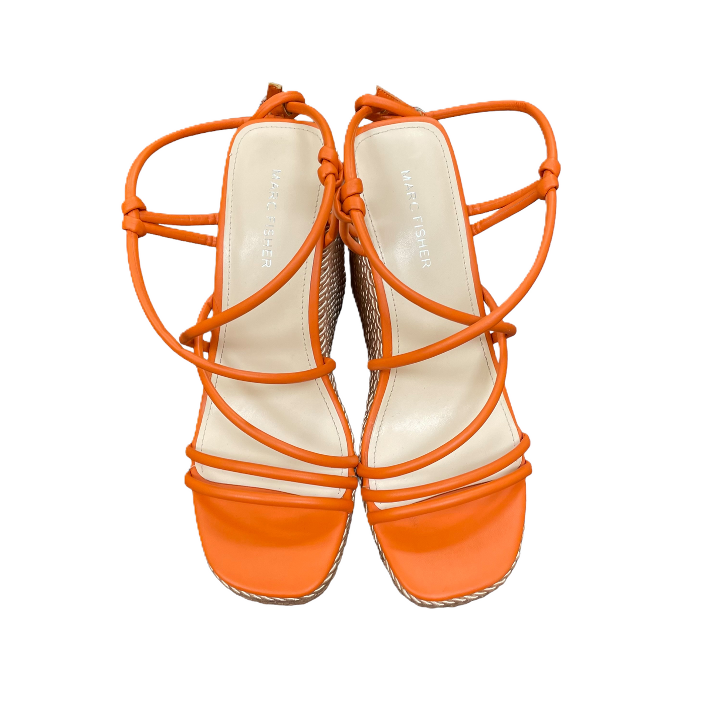 Orange Sandals Heels Wedge By Marc Fisher, Size: 9