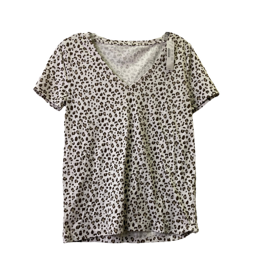 Leopard Print Top Short Sleeve Basic By J. Crew, Size: S