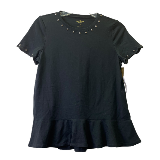 Black Top Short Sleeve Designer By Kate Spade, Size: Xs